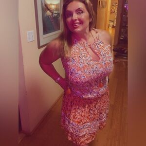 Ramy Brook Floral Orange Mini Dress